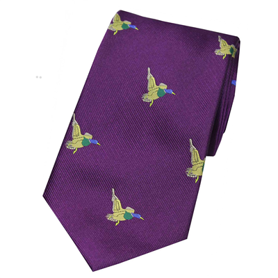 Soprano Flying Ducks Silk Tie - Purple
